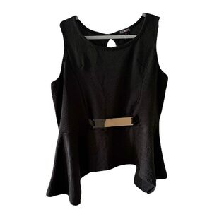 Black Peplum Blouse with Cut Out
